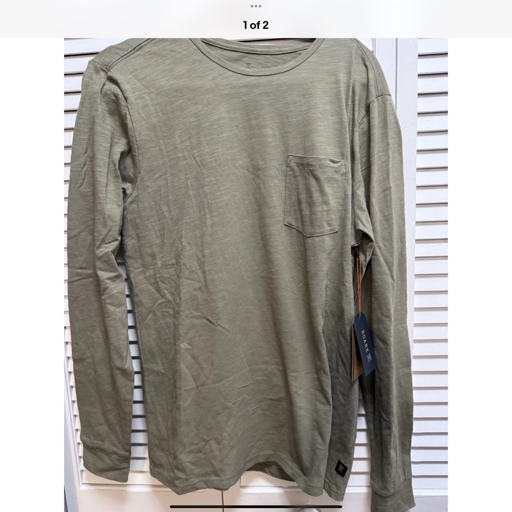 Men’s Well Worn Roark Mid-Weight Organic Sage Long Sleeve Tee M NWT $45